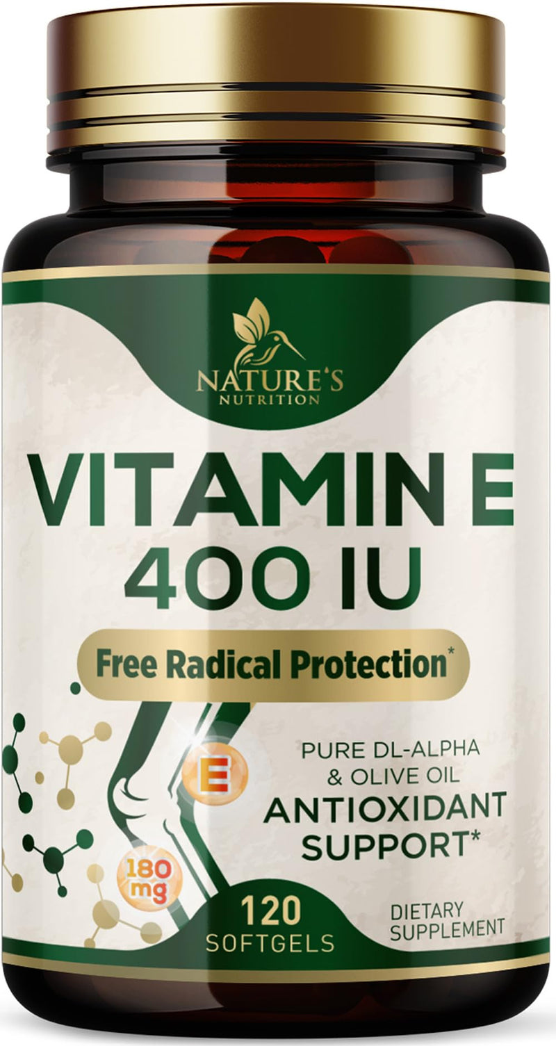 Vitamin E 180mg Per Serving - E Vitamins DL-Alpha, Antioxidant-Rich Dietary Supplement for Skin, Heart, and Immune Support, USA Bottled, Easily Absorbed, Non-GMO & Gluten Free - 120 Softgels 120 Count (Pack of 1)