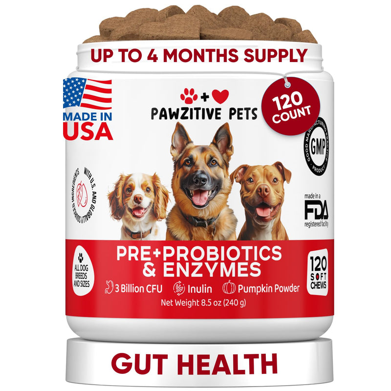 Probiotics for Dogs Digestive Health - Probiotic Chews for Gut Health, Itchy Skin Yeast, Diarrhea - USA Product - Immune Support Supplement - Dog Digestive Support & Allergy Relief Chews with Enzymes Probiotic & Enzymes Chews