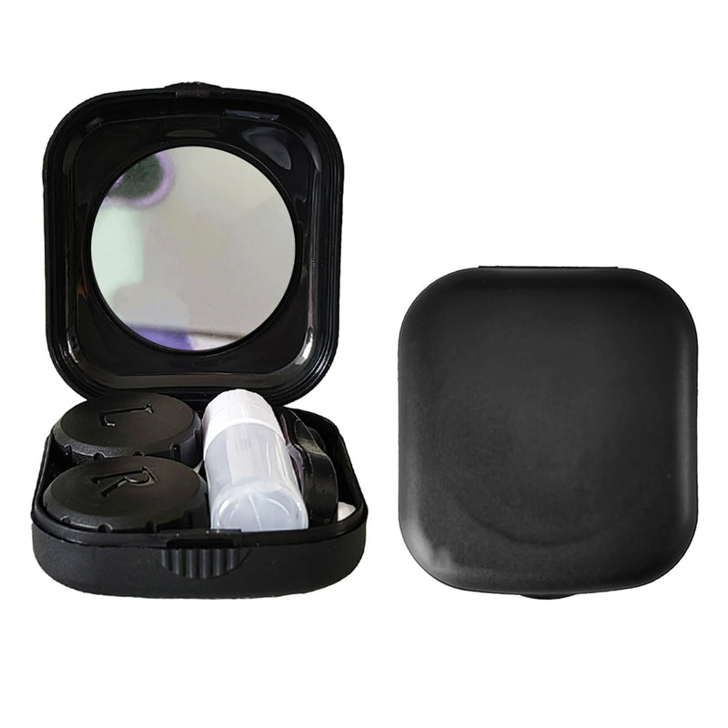 Contact Lens Case, 2 Pack Portable Contact Lens Box Kit with Mirror, Compact Soak Storage Kit for Travel (Black) Black - BeesActive Australia
