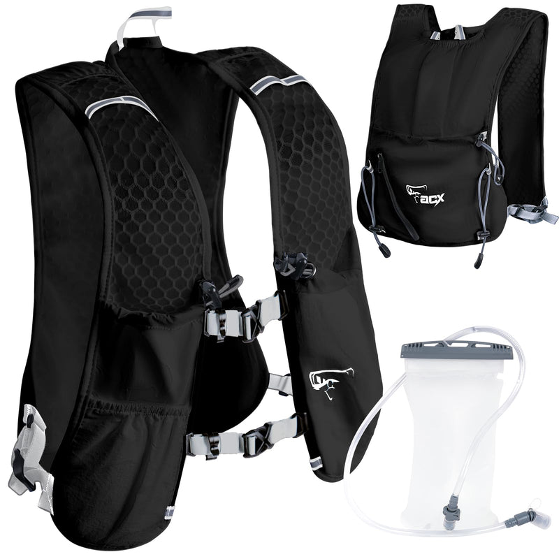 Hydration Backpack for Women Men, Lightweight Running Vest with 1.5L Water Bladder, Breathable Water Backpack for Hiking Running Cycling Climbing-White/Black Black