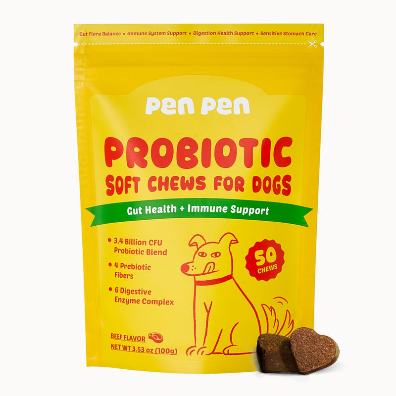PENPEN Probiotics for Dogs, Dogs Probiotics for Digestive Health, Multi-Probiotic and Enzyme Blend Promote Gut Health & Immune Support, Eases Sensitive Stomachs (Beef Chews, 50ct) 50 Chews