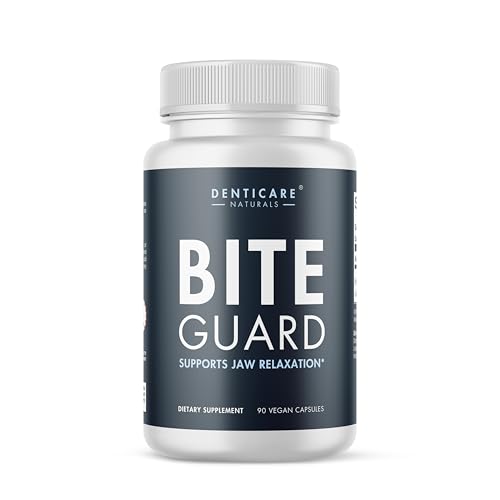 BiteGuard - Calms Jaw for Teeth Grinding & Bruxism Relief - (Vegan Safe, Non-GMO) 90 Capsules, Pure Magnesium for Bruxism Supplement by Denticare Naturals