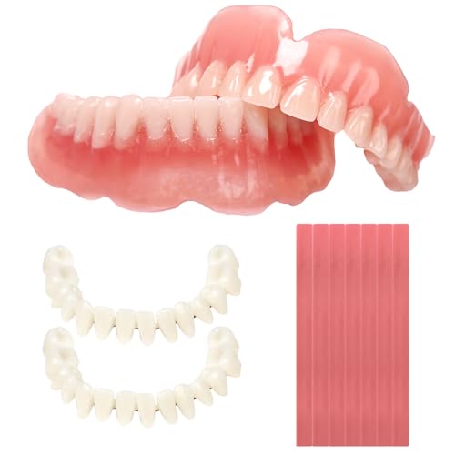 Denture Do it Yourself Full Set of Top and Bottom Fake Teeth, for Improve Smile，DIY Denture Kit- Natural Looking Emergency Replacement Solution, Customized Dentures(Universal Size)-250604-2
