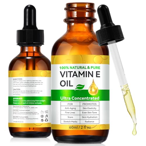 flasture Vitamin E Oil 75,000 IU – 100% Pure Natural Vitamin E for Skin, Face, Hair, Scars – Deep Moisturizing Body Oil for Dry Skin, Wrinkles – Cold-Pressed, Non-GMO,Skincare – 2 Fl Oz 2 Fl Oz (Pack of 1)