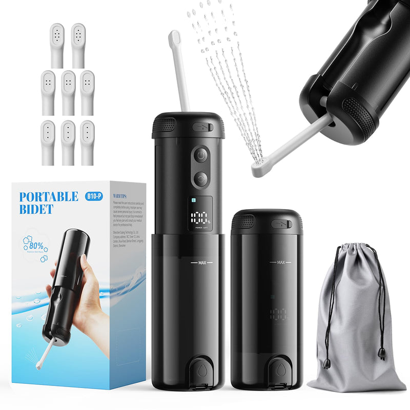 Peri Bottle for Postpartum Care-250mlPortable Bidet for Travel with 5 Sprayer Modes, 2000mAh Rechargeable Electric Bidet with 8 Replaceable Nozzles for Perineal Care & Post-Surgery Care (Black) Black