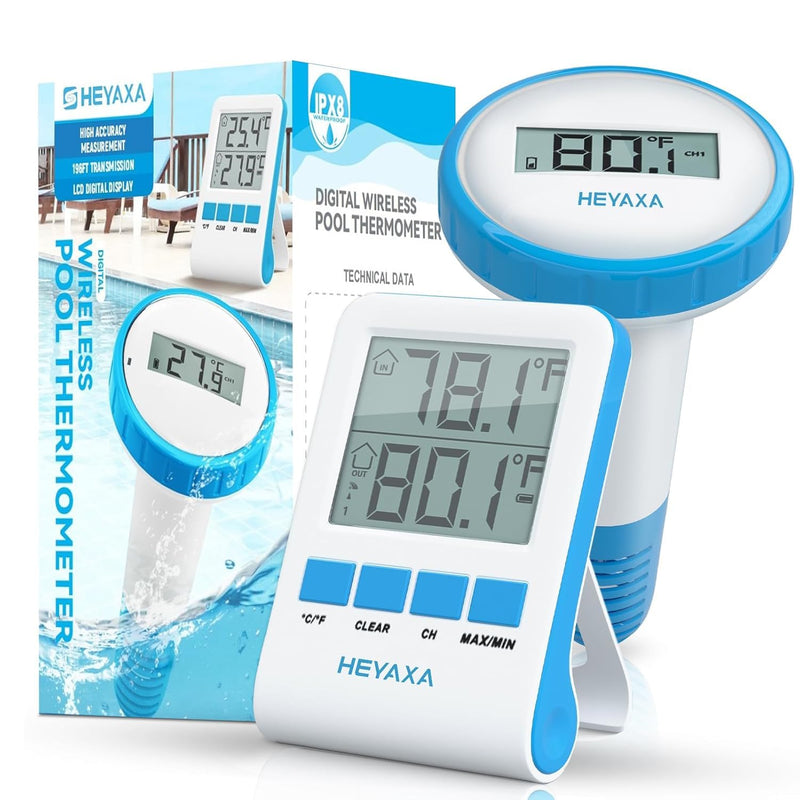 Digital Pool Thermometer Floating Easy Read IPX8 Waterproof Wireless Water Thermometer with Indoor Temperature Monitor for Swimming Pool, Bathtub, Fish Tank - BeesActive Australia
