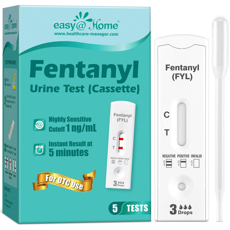Easy@Home Fentanyl Urine Test: 5 Pack Drug Testing Kits with Ultra-Sensitive 1 ng/mL Cutoff, Opiate Drugs Screening Rapid Tests, Built-in Strip Cassette Including Urine Collection Dropper, #ECFY-114 - BeesActive Australia