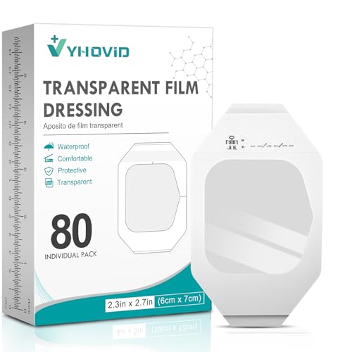 80 Packs Transparent Film Dressing 2.375" x 2.75" - Waterproof Bandages for Swimming, Showering, Wounds, Post Surgical Shower or IV Shield, Tattoo Aftercare Bandage, Scar Therapy, Adhesive Patches 2.375" x 2.75"(80 PCS)