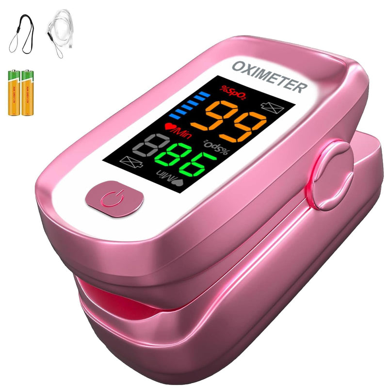 Blood oxygen meter finger, Oxygen meter finger pulse oximeter, Pulse oximeter for kids and Adult, Oxymeter Pulse OX for Sports Aviation Use Pink1 - BeesActive Australia