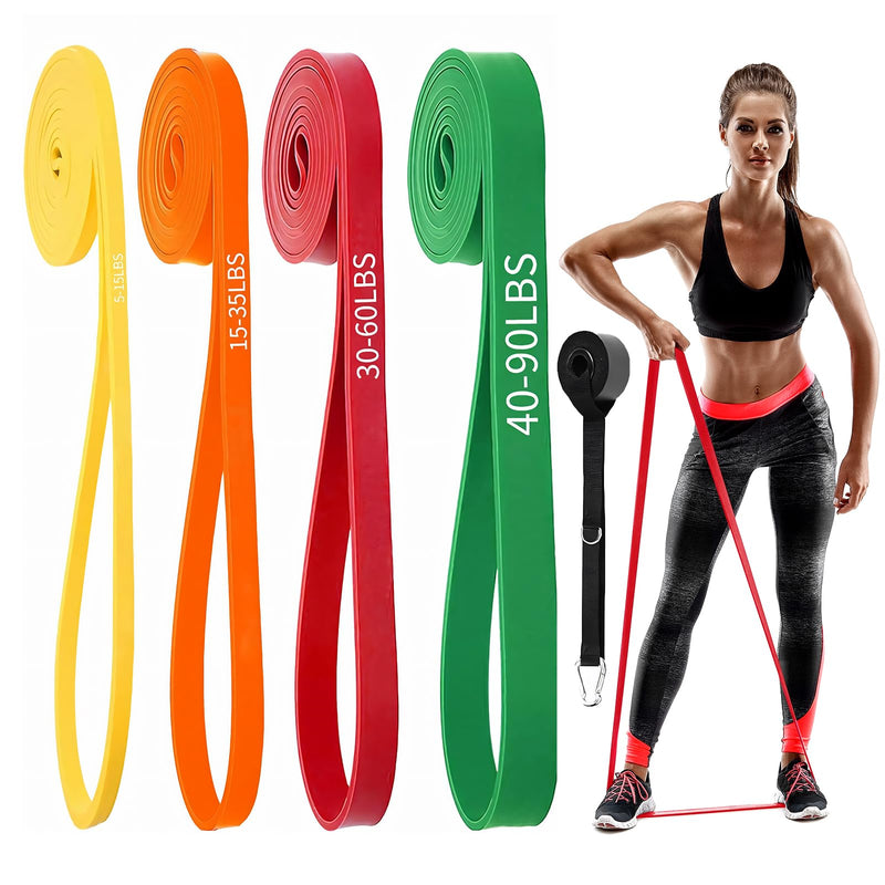 Resistance Bands for Working Out, Pull Up Assist Bands Set, Workout for Women and Men, Exercise Bands,Training, Plasticity, Physical Therapy at Home/Gym Yellow, Orange, Red, Green