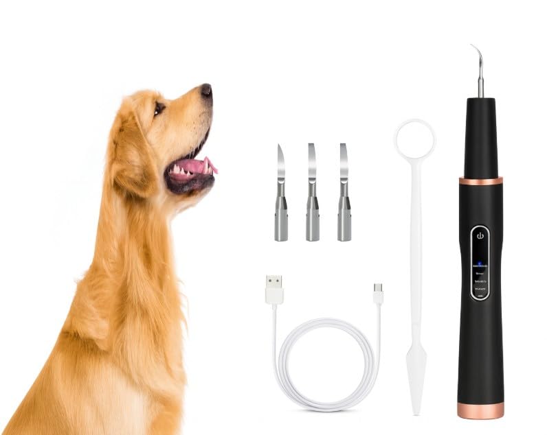 Ultrasonic Teeth Cleaner, Electric Plaque & Tartar Remover for Teeth, Professional Dental Cleaning Kit with Ultrasonic Scaler Tool for Dogs & Cats, with 3 Tips, USB Rechargeable Ultrasonic Cleaner Black
