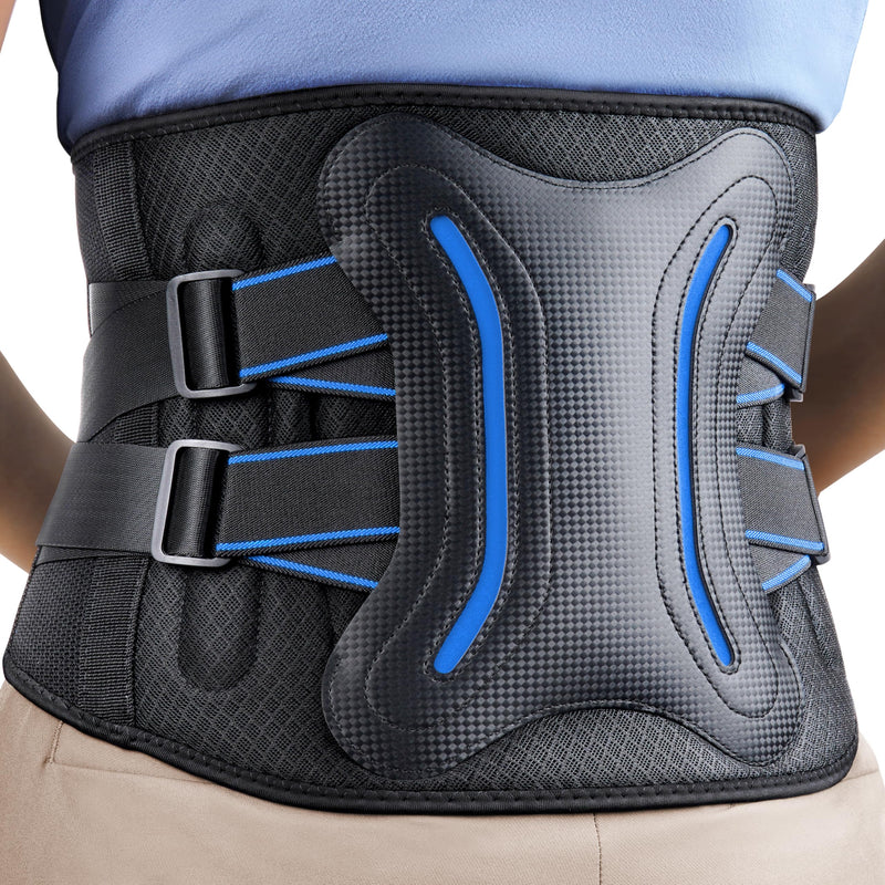 FEATOL Lower Back Brace with 5 Reinforced Stays for Women and Men, Adjustable Snug-Fit Lumbar Support Belt for Work, Size L, Waist 34.3"-39.4" Large Black - BeesActive Australia