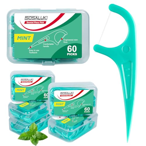 300 Count Mint Floss Picks – Dental Flossers with 5 Travel Cases, Helps Prevent Cavities, Remove Plaque & Freshen Breath – Premium Toothpicks for Family