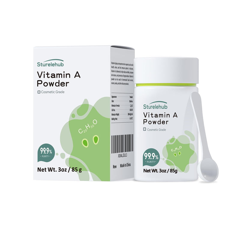 Vitamin A Palmitate Powder, Retinol Palmitate, 3OZ 99.9% Purity, Cosmetic Grade, Vitamin A Powder for Homemade Cosmetics 3 Ounce (Pack of 1)