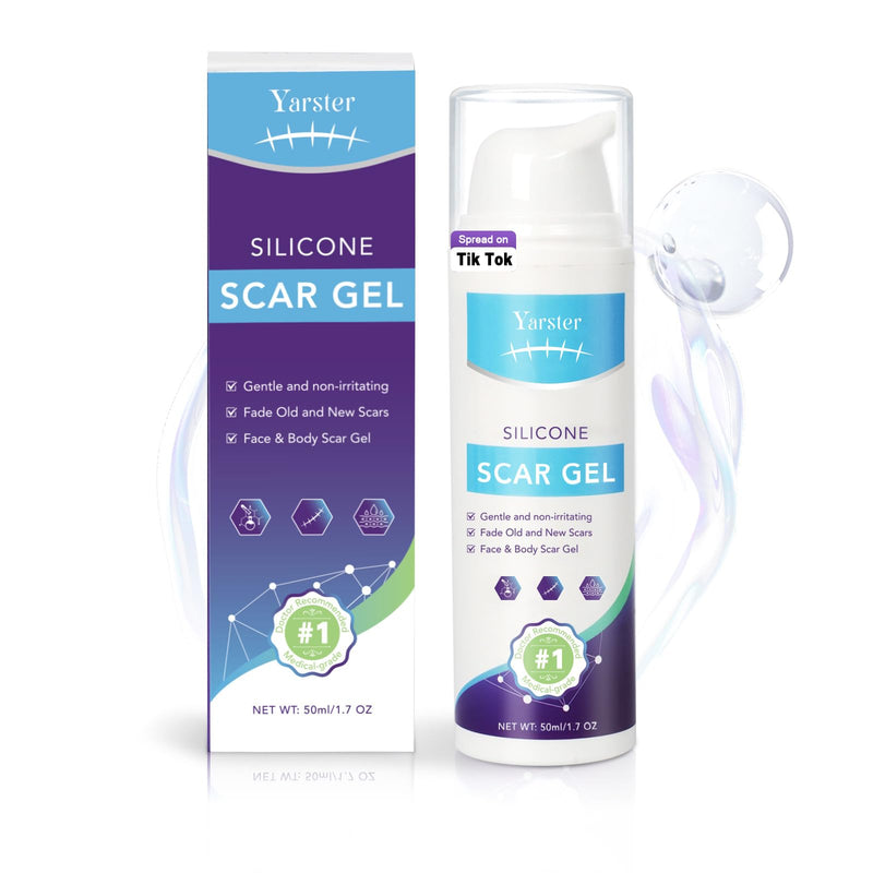 Silicone Scar Gel Scar Cream, Treats Old and New Scars, Stretch Marks Removal Formula Helps from Surgical, Burns, Acne Scar Treatment with Advanced Scar Gel, 1.7 oz (50ml) 1.7 Ounce