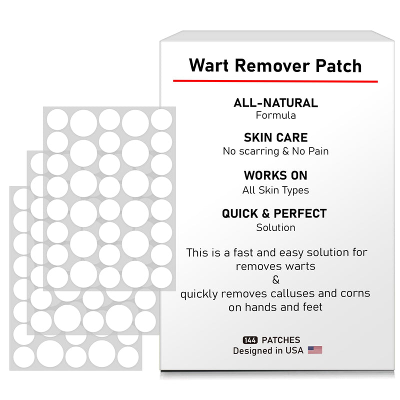 WABRINY Wart Remover Patches, Fast & Easy Operate Hydrocolloid Gel Waterproof Invisible Sticker, Skin Care Removal Patches, Friendly to New-User -CM White 144 Count (Pack of 1)