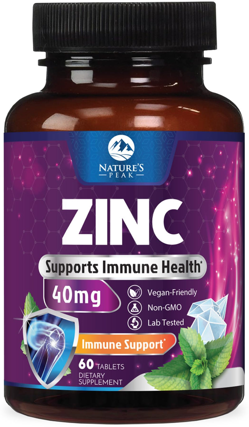 Zinc Supplements 40mg - 40mg of Zinc is the NIH's Safe Upper Daily Limit for Women & Men - Best Zink Supplement for Immune Support, Antioxidant, Skin Health, Gluten Free, Bottled in USA - 60 Caplets 60 Count (Pack of 1)