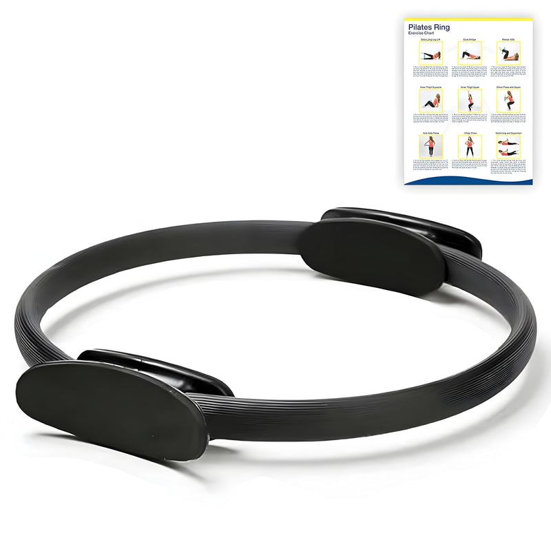 Pilates Ring 15-Inch, Magic Circle for Women, Fitness Ring for Core & Thighs, Yoga & Strength Training, Workout Ring for Home & Gym, Inner Thigh Toner, Pilates Accessory Black