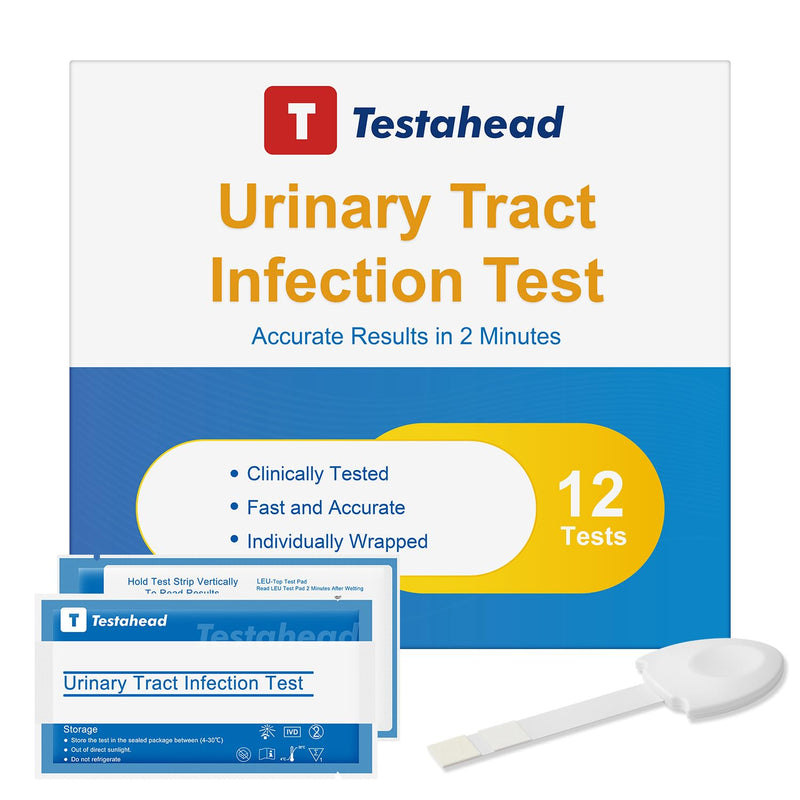 T TESTAHEAD UTI Test Strips (12 Pack) | Detect Leukocytes, Nitrites in Urine | 99% Accurate Results in 2 Min | Discreet & Easy Home Use