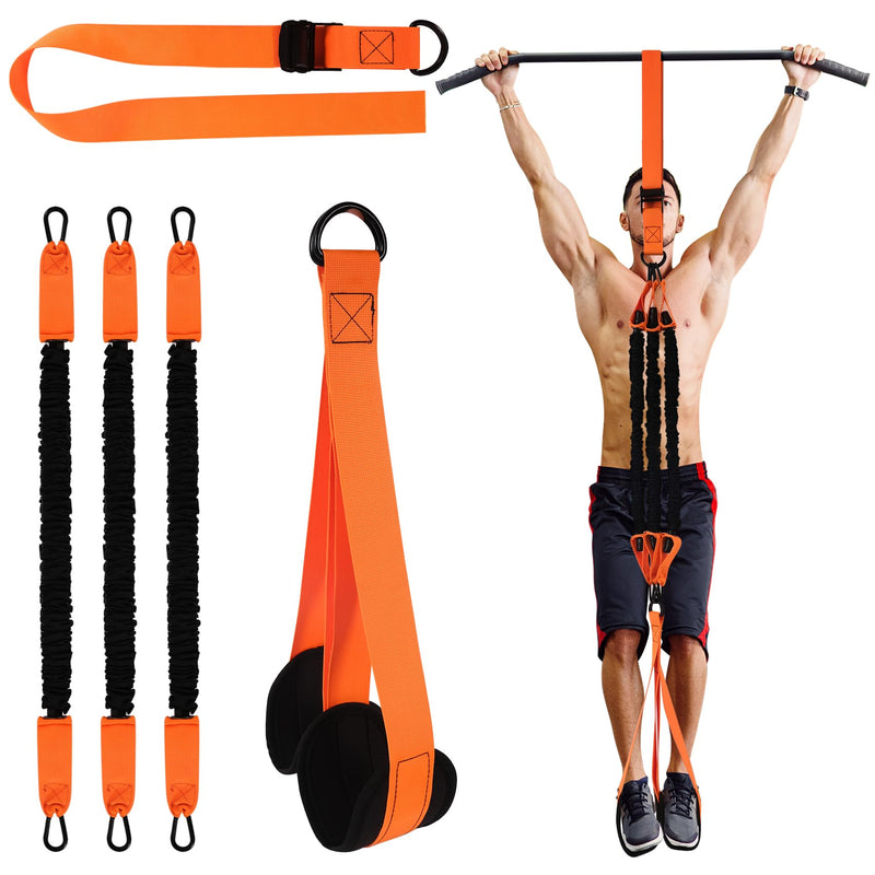 Pull Up Assistance Bands, 225 LBS Heavy Duty Resistance Bands with Feet Rest, Height Adjustable Exercises Assist Band for Strength Training Workout Equipment Home Gym Pull Up Bar Accessories Orange
