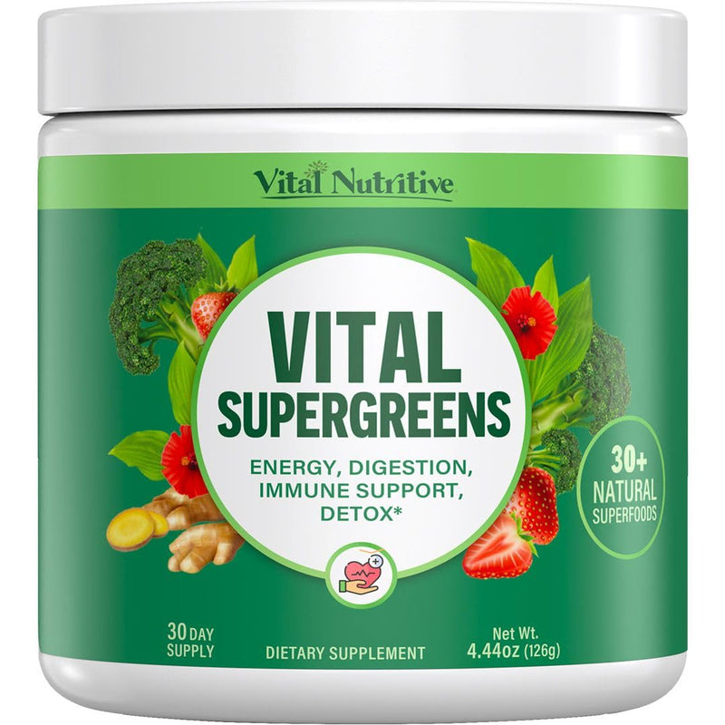Vital Greens Superfood Powder, 30+ Ingredients ‚Äì Daily Green Drink Powder w/Probiotics & Superfoods ‚Äì Supergreens for Energy, Gut Health, Digestion Support, Plant-Based, Vegan Superfoods