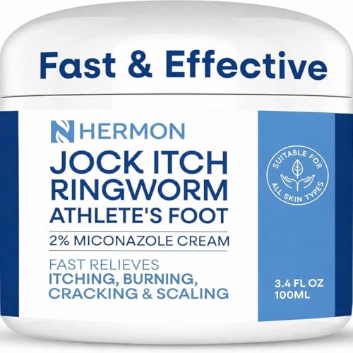 Hermon Jock Itch Cream: Ringworm Treatment for Humans, Athlete's Foot Cream -Fast and Effective Symptom Relief of Itching, Burning and Redness -100ml 1 Pack Cream
