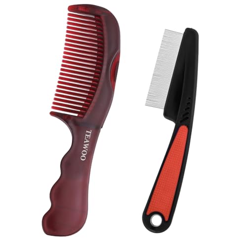 TEAWOO Patented Anti Dandruff Comb & Stainless Steel Fine Tooth Comb Kit Plastic Comb & Stainless Steel Comb