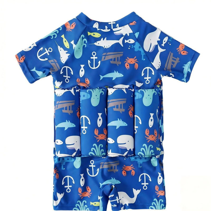 Floatie Swimsuit for Toddlers Boys Girls Floating Bathing Suit Baby Kids Float Learn to Swim Suit Floatation Beach Pool 1-6Y 2-3 T Blue Sea - BeesActive Australia