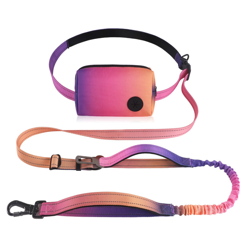 Roses&Poetry Hands Free Dog Leash with Zipper Pouch, 6-9ft Bungee Waist Leash for Medium Large Dogs Walking, Running Lead with Dual Padded Handles Car Safety Buckle for Training Jogging Mistyrose (XL) 6-9FT With Zipper Pouch, 2 Handles - BeesActive Australia