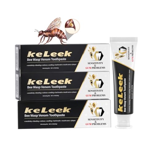 3PCS Bee Wasp Venom Toothpaste for Sensitivity and Gums Problems -Oral Care, Redness & Swelling Gums, Bad Breath, Plaque -3.7 OZ Black - 3pcs