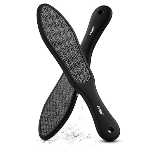 FVION Double-Sided Nano Glass Foot File for Callus Remover - Highly Effective Hard and Dead Skin Remover for Cracked Heels and Dry Skin (Black) Black