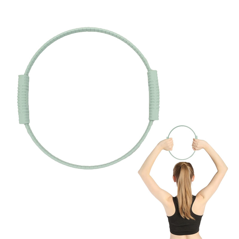 Pilates Ring, 13.5" Silicone Magic Circle, Inner Thigh Workout and Yoga Exercise Equipment, Detachable Design Gray green Pilates Circle