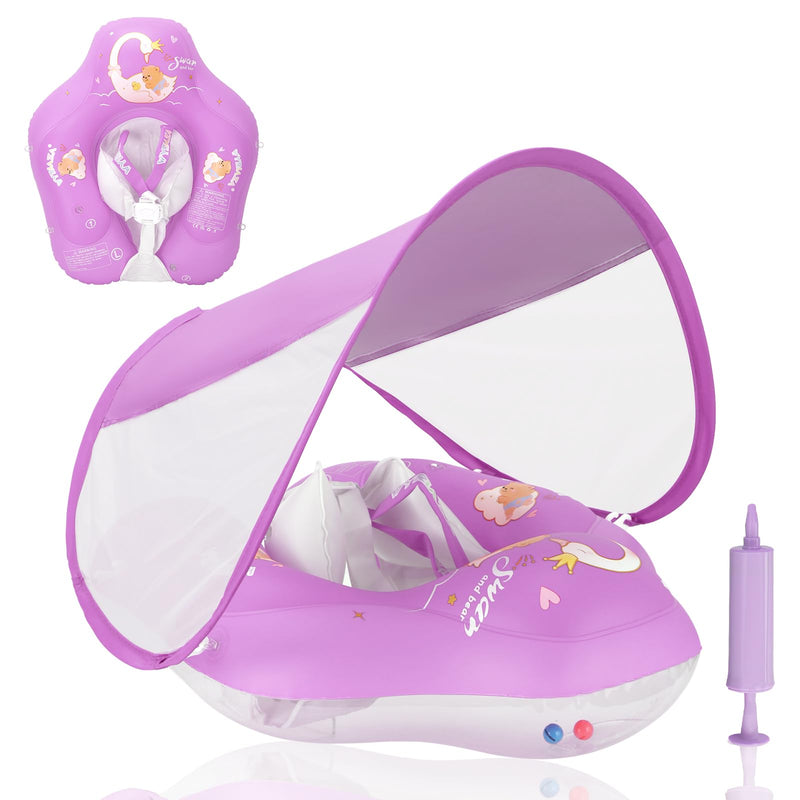 LOOWARTS Baby Float with Canopy,Infant Pool Float with Safety Seat,Baby Swimming Float & Swim Float & Water Float UPF50+ UV Protection for Toddler from 3 to 36 Months (S:3-12 Month/L:6-36 Month) Small (3-12 month) - BeesActive Australia