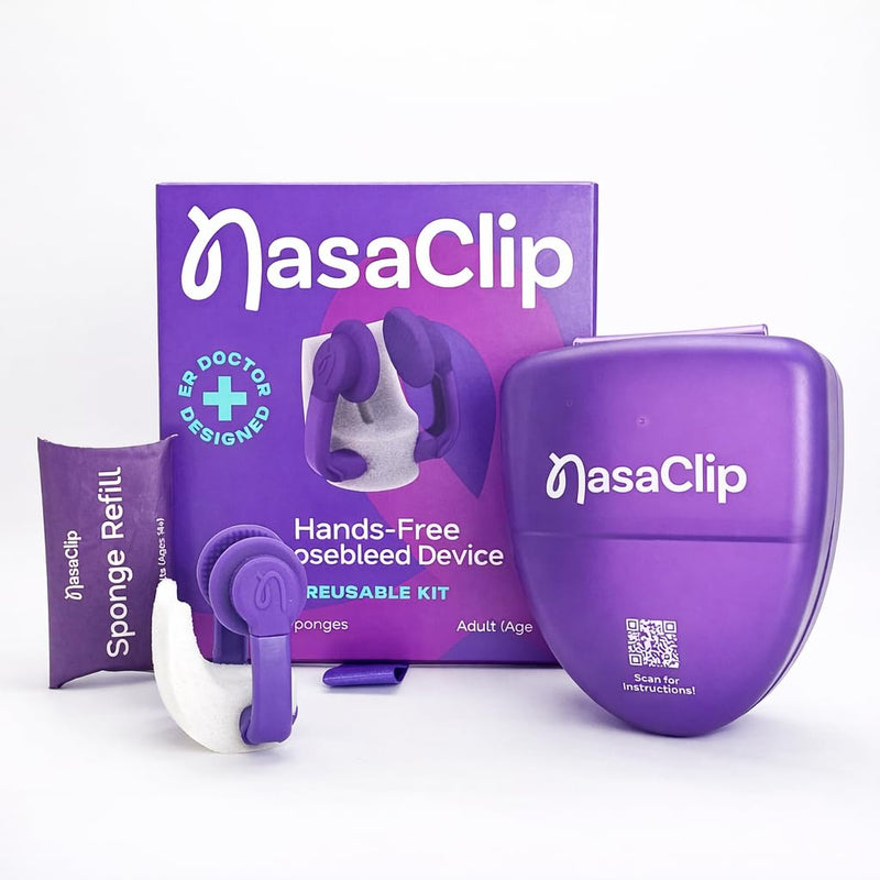 Nosebleed Rescue for Adults – Hands-Free Nasal Relief, Stop a Nosebleed Fast – ER Doctor Designed for Healthcare Pro, Sports & Home Use – 1 Reusable Device with 7 Sponges & Case Starter Kit (1 unit) Adult
