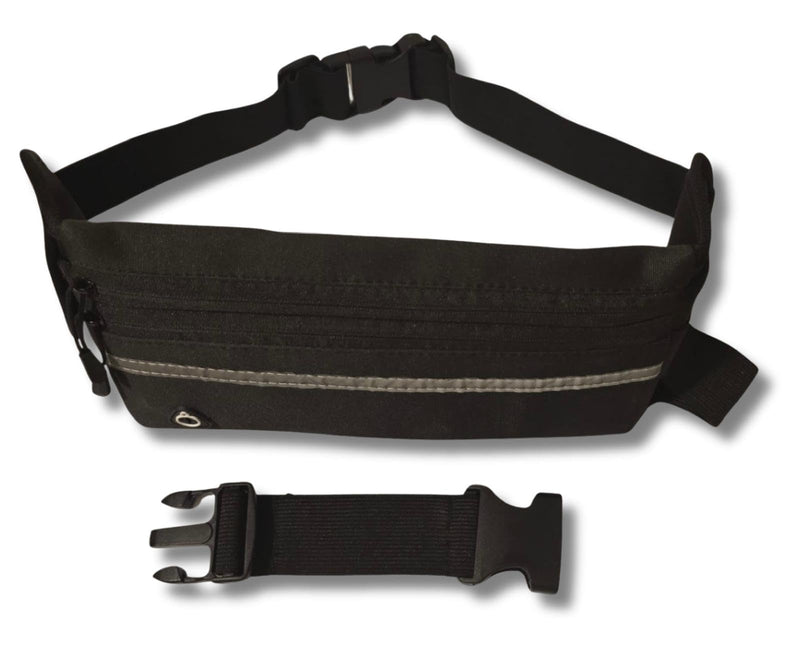 Running fanny pack for women and men, large size, and light cross body bag with two Zipped Pockets, bottle holder, and two key pockets