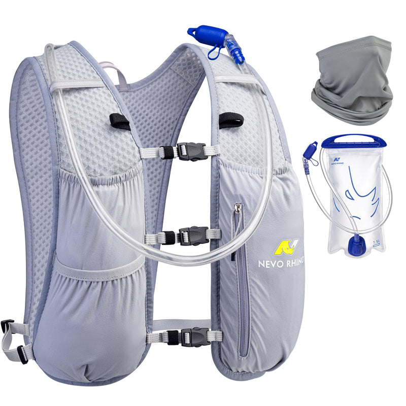 N NEVO RHINO Running Hydration Vest for Women 1.5L Water Bladder Backpack 5L Small -Lightweight Breathable Hydration Vest for Hiking Trail Running Cycling Marathon for Women Grey - BeesActive Australia