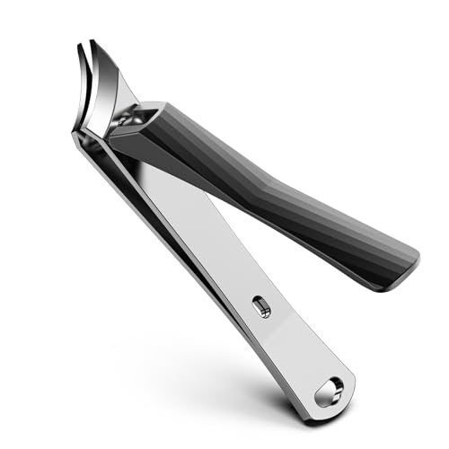 FVION Slanted Edge Nail Clippers - Angled Curved Blade Ingrown Nail Clipper for Thick Toenails, Podiatrist Toenail Clippers for Men and Women (Black) Black