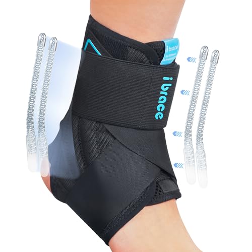 Ankle Brace, Lace Up Adjustable Support, Ankle Stabilizer for Running, Basketball, Injury Recovery, Sprain, Suitable for Men and Women, Black, Single Small