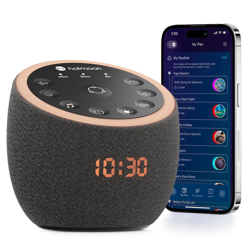 Hotmoon Cocoon Pro 2 Sound Machine 388 Soothing Sounds for Babies & Adults, Smart Night Light, Sleeping Timer, App Control, White Noise Green Noise Maker, Nature Rain Ocean Sound, Plug-in Dark-Gray - BeesActive Australia