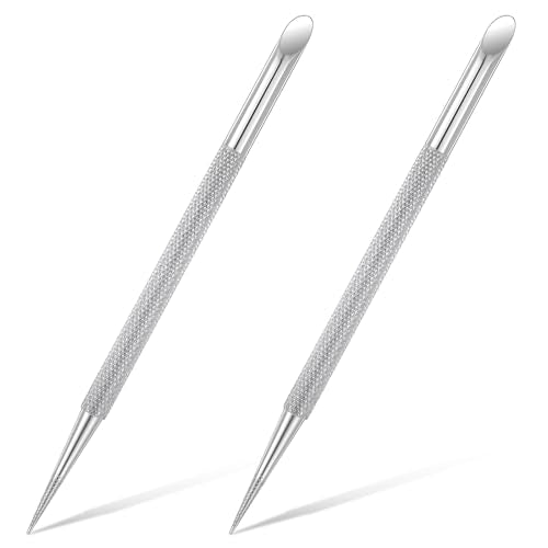 2 PCS Nail Cuticle Pusher Pen, Metal Double Ended Tools for Nails, Stainless Steel Cuticle Pusher Nail Dotting Pen, Professional Cuticles Remover Tool for Manicure Pedicure Nails Art Care Tools