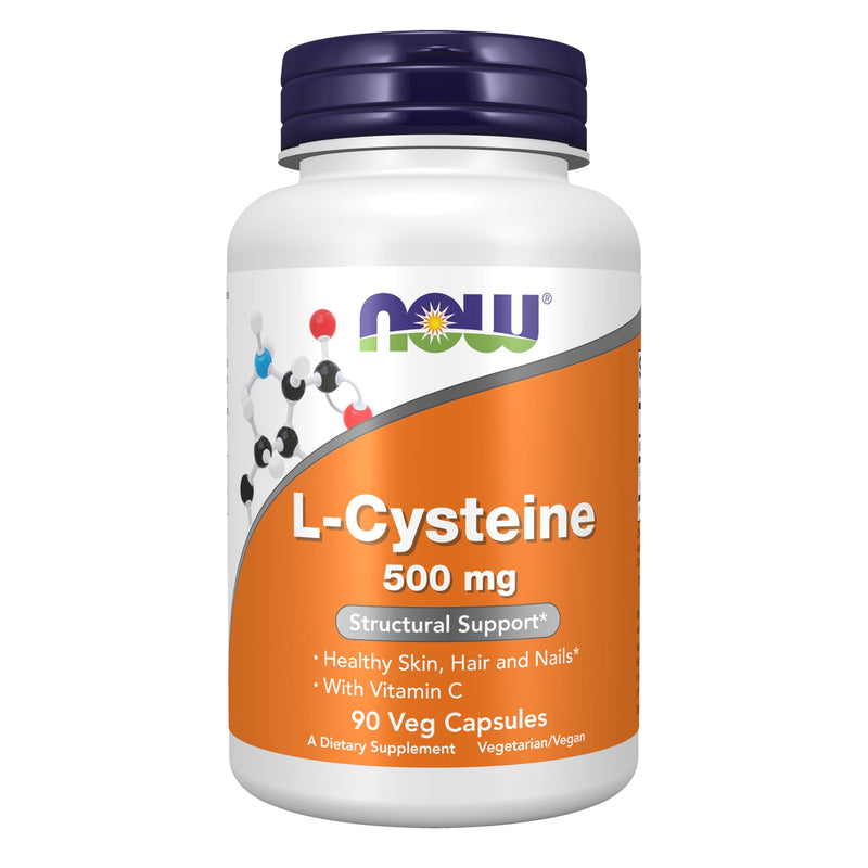 Now Supplements, L-Cysteine 500 mg, Skin, Hair, and Nails*, 90 Veg Caps 90 Count (Pack of 1)