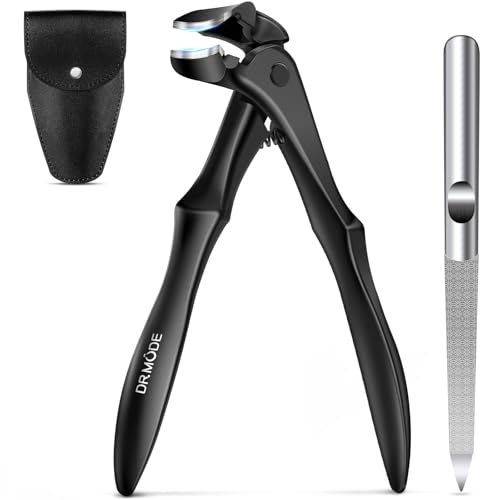 DRMODE Toenail Clippers for Thick Toenails for Seniors Long Handled Black Extra Large