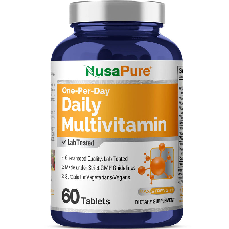 Daily Multivitamin, Magnesium Stearate, Vegan, 60 Tablets - 60 Servings | Vegetable Magnesium Stearate, Dietary Supplement Formula, Suitable for Adults, Manufactured in a cGMP Registered Facility USA