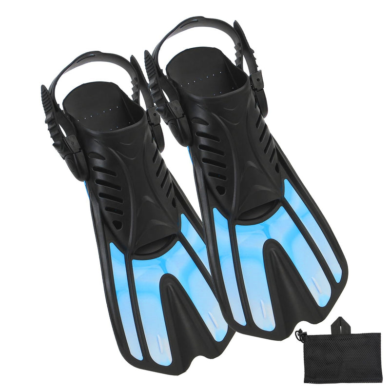 Diving fins Snorkeling Gear for Adults Snorkel fins ，Swim fins Open, Adjustable, Men, Women, Children, Swim Flippers BLUE-WHITE US Youth 1-4 | EU 32/36
