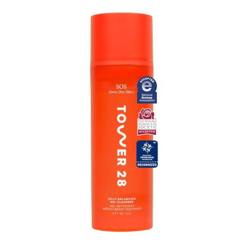 Tower 28 SOS Gel Facial Cleanser - Hydrating Face Wash + Makeup Remover for Sensitive Skin - Soothing + Gentle Face Cleanser with Aloe Vera, Oat Extract + Minerals - Fragrance-Free Skin Care (5 oz)