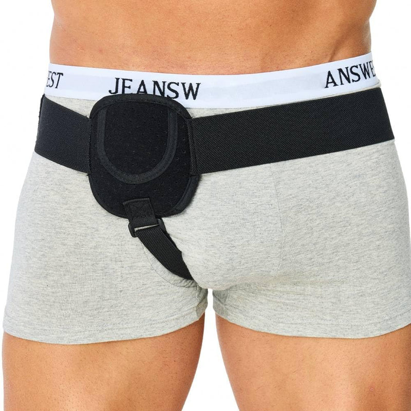Hernia Belts for Men Inguinal, Hernia Support for Women and Men, Hernia Truss for Left or Right Side, Groin Belt, Adjustable Waist Strap with Removable Compression Pads Large Black - BeesActive Australia