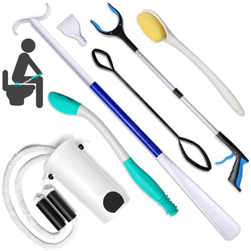 7PC Hip Kit, Hip Kit for Seniors, Surgery Recovery Items, Hip Replacement Kit After Surgery, Hip Replacement Recovery Kit with Grabber,Sock Aid,Leg Lifter,Dressing Stick,Shoehorn,Back Scratcher Gray