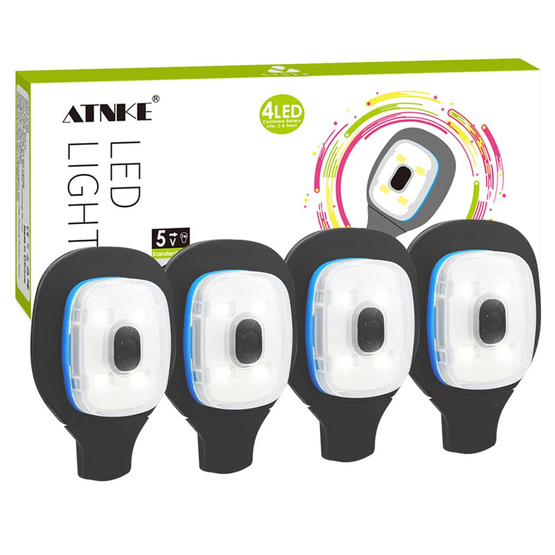 ATNKE USB Rechargeable LED Replacement Lights for Lighted Beanie Hat Lamp Red and Blue Flashing Alarm Waterproof Light/White Light/4PC White Light/4PC One Size - BeesActive Australia