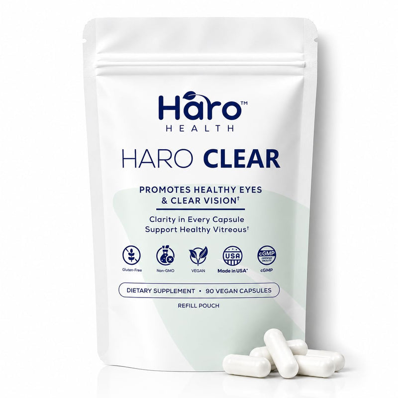 HARO Clear Eye Vitamins, Lutein & Zeaxanthin, Refill Pouch, 90 Capsules | Refill pouch with 90 capsules (45-day supply) designed for the Haro Clear Starter Kit. 90 Count (Pack of 1)