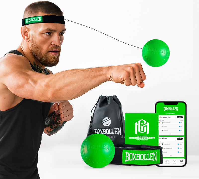 Boxbollen® Green - The Notorious Conor McGregor Limited Edition | App-Connected Punch Counter | Reflex Ball for All Ages | Improve Coordination & Agility |